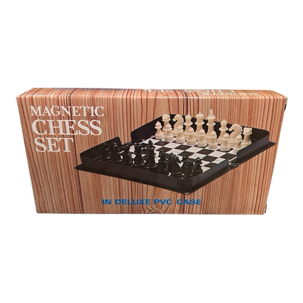 Vintage Cathay Magnetic Chess Travel Set In Deluxe PVC Case NOS New Old Stock